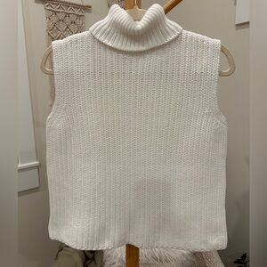 Lord & Taylor Ivory Sleeveless Turtleneck Sweater Size L